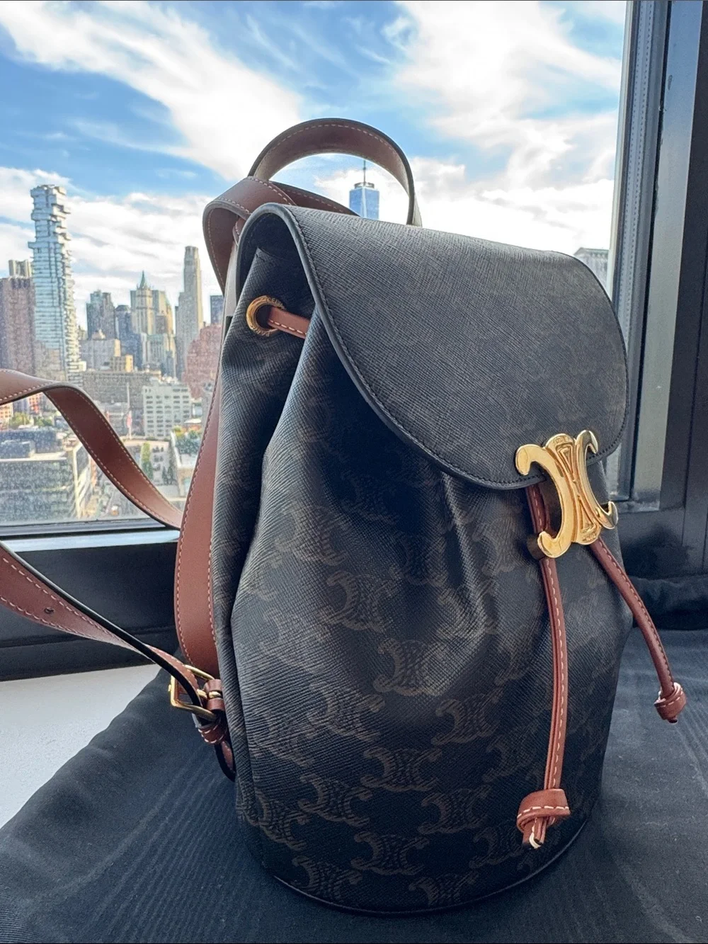 BACKPACK CELINE BONNIE IN Triomphe Canvas and calfskin